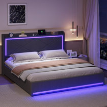 Beds with store lights in headboard